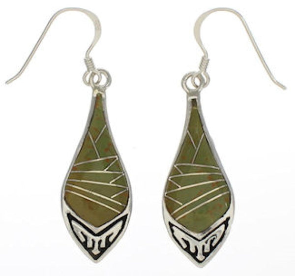 Sterling Silver And Turquoise Inlay Hook Dangle Earrings TX26446